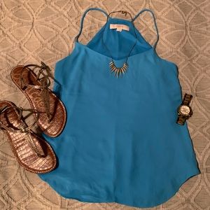 Sky blue drapey V neck Strappy Tank
